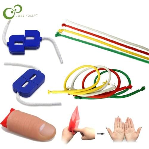 3 Pcs Magic Tricks Set Stiff Rope + Broken Rope Restoration + Fake Soft Thumb Tip Finger Close Up Street Magic Trick Toy GYH