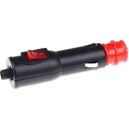 New Arrival 1PCS 12V-24v High Power Male Car Cigarette Lighter Socket Plug Connector With Red On/off Switch