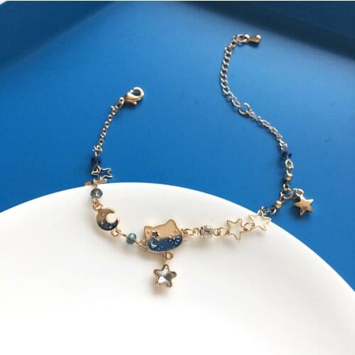 Contracted Fashion Beautiful Cat Bracelet Women Stars The Moon Shape Bracelet Adorn Article