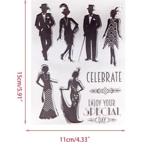 E7CB Dancer Seal Stamp with Cutting Dies Stencil DIY Scrapbooking Embossing Photo Album Decor Paper Card