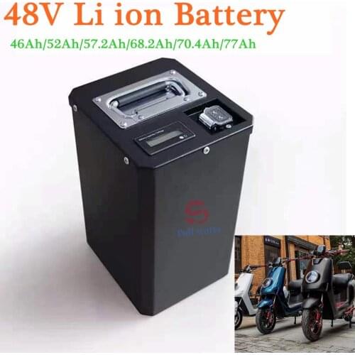 Rechargeable 48V 46Ah 52Ah 57.2Ah 68.2Ah 70.4Ah 77Ah Lithium li-ion battery pack with BMS for electric bike + 5A charger