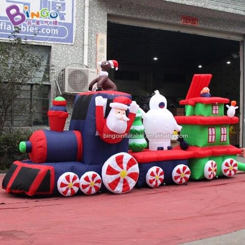Attractive 5x1.2x1.7 meters inflatable Christmas train for outdoor decoration / Christmas train balloon toys for retail