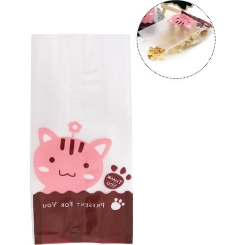 50pcs Clear Plastic Bag with Cute Cat Dog Pattern Thank You Gift Bag Wedding Party DIY Candy Cookie Bread Food OPP Cake Bags