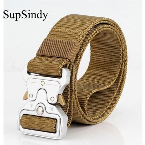 SupSindy mens canvas belt Metal insert buckle military nylon Training belt Army tactical belts for Men Best quality male strap