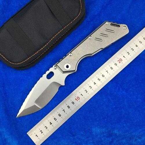 LEMIFSHE NEW MSC XL Copper Gasket Folding Knife D2 S35VN Blade Flame Texture TC4 Titanium Handle Camping Survival Tools for EDC