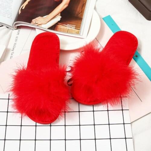 Women shoes female black slip on fashion luxury red outdoor slides ladies summer 2018 spring slipper indoor furry plush footwear
