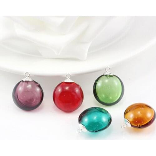 1PC 18MM Murano Glas Flat Round with 925 sterling cap Essential Oil Aromatherapy Bottle glass Pendant