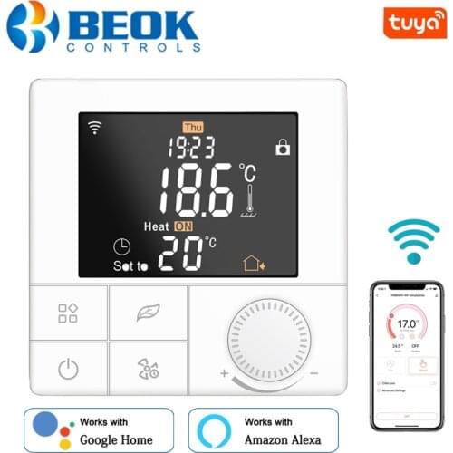 Beok Wifi Temperature Controller For Gas Boiler Thermostat Tuya Programmable Wall Mount Thermostato Works With Google Home Alexa