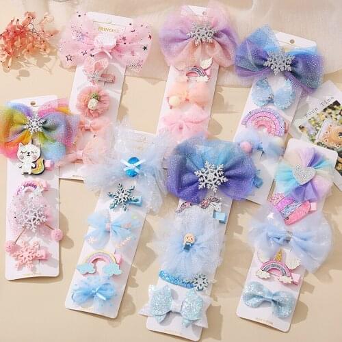 New Girls Cute Princess Chiffon Bow Hairpins Kids Cartoon Sweet Headband Hair Ornament Clips Barrettes Fashion Hair Accessories
