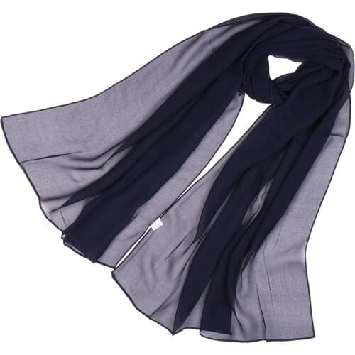 Women Solid Color Chiffon Georgette Scarf Big Size Bandana Elegant Long Shawl Wrap Summer Sun Protection Beach Sunscreen Foulard