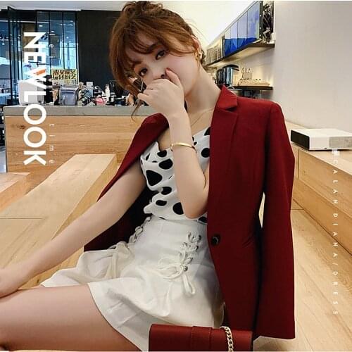 2019 Autumn New Slim Waist Womens Fashion Small Suit Long-sleeved Slim Slimming Suit Solid Color Wild One Button Coat