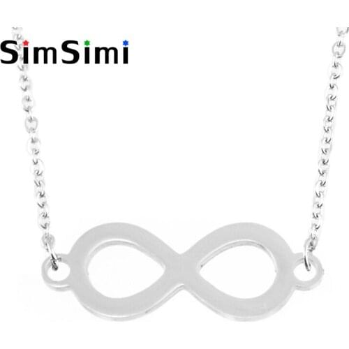 Simsimi infinity Charm Choker small size women necklace 45cm rolo chain mirror polish stainless steel wholesale 50pcs