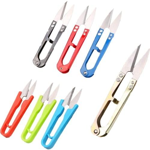 1Pcs 2019 Multicolor Trimming Sewing Scissors Nippers U Shape Clippers Yarn Stainless Steel Embroidery craft Scissors positive