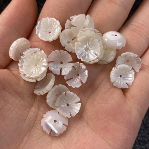 1PC Natural Shell Beads Carved Flower Mother of Pearl Shells Loose Beads for Jewelry Making Earrings DIY Hairpin Accessories
