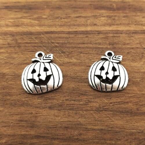 10pcs Halloween Charms Pumpkin Charms Tibetan Silver Plated Pendants Antique Jewelry Making DIY Handmade Craft
