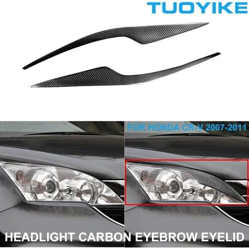 2PCS Car Styling Real Carbon Fiber Headlight Eyebrow Eyelids Trim Cover Sticker For HONDA Honda CR-V CRV 2007-2011 Decoration