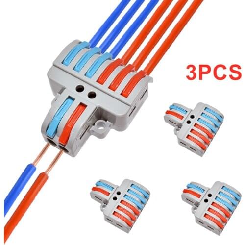 3pcs Wire Connector 2 In 4/6 Out Wire Splitter Terminal Compact Wiring Splicing Conector Eletrico Electrical Accessories
