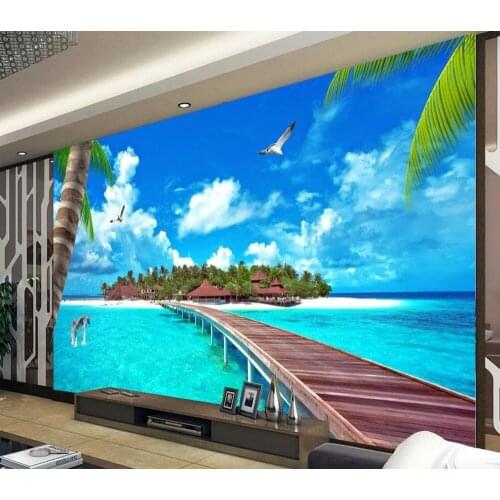 3d wallpaper nature Maldives Landscape Bridge 3d wallpaper modern for living room murals Home Decoration
