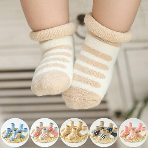 5pairs/set Winter Baby Boys Girls Socks Cotton Thicken Kids Socks Knitted Nowborn Baby Toddler Boat Winter Full Socks 0-2years