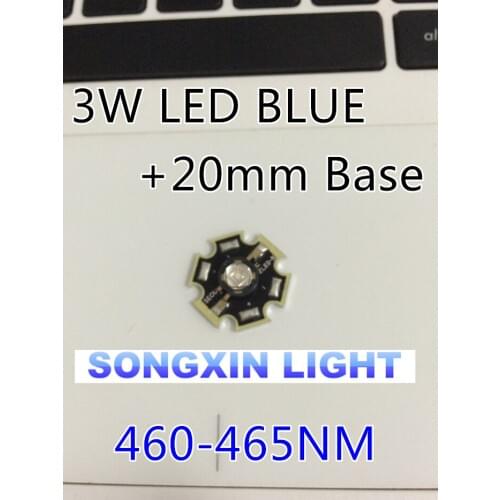 50pcs/lot 2015 Top Royal Blue 3W LED bears 445-455nm high Power 3W LED Chip Emitter With 20mm Star base super bright