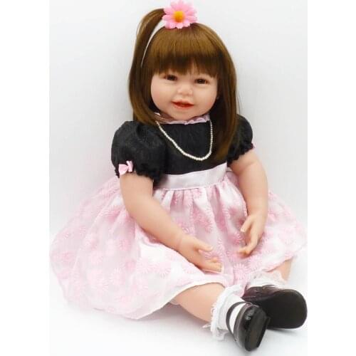 60cm Silicone Reborn Girl Baby Doll Toys Vinyl Pink Princess Toddler Babies Dolls bebe doll kids Birthday Gift Limited NPK Do
