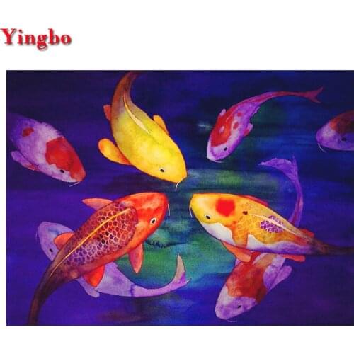 Home Decor Diamond Painting Koi Fish Diamond Mosaic Pictures of Rhinestones Embroidery 5d Paint With Diamonds Full Square Round