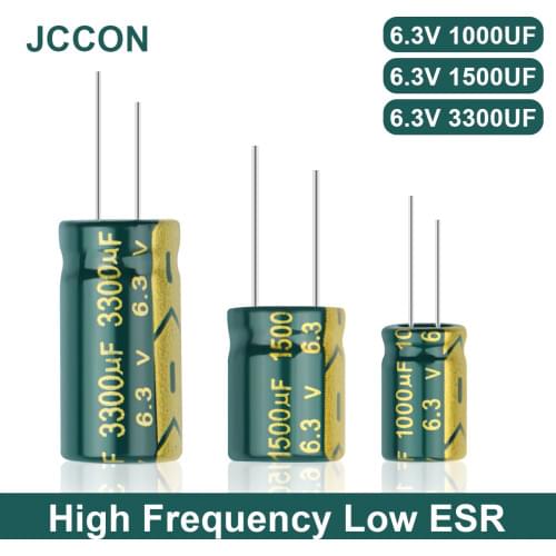 JCCON Aluminum Capacitor High Frequency Low ESR 6.3V1000UF 6.3V1500UF 6.3V3300UF 100PCS Resistance Supercapacitor
