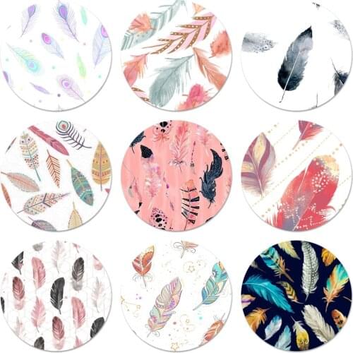 Colors Feather Floral Art Icons Pins Badge Decoration Brooches Metal Badges For Clothes Backpack Decoration