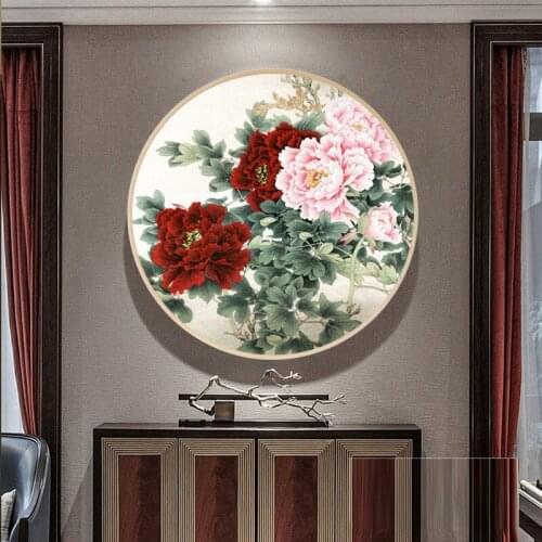 EECAMAIL Diamond Painting Simple Flower Open Rich Peony Simple Restaurant Cross Stitch Bedroom Diamond Embroidered Full Drill