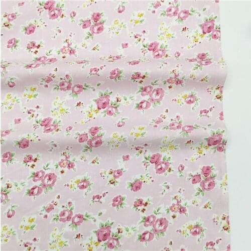 Elegant Fresh PINK Yellow Rose Flower Floral 100% Cotton Twill Fabrics for DIY Summer Clothes Dress Blouse Patchwork Decor Craft