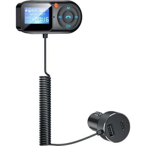 Novel-Car FM Transmitter Bluetooth 5.0 Handsfree Stereo AUX Audio MP3 Player USB Type C PD Fast Charging FM Modulator,BT-T1