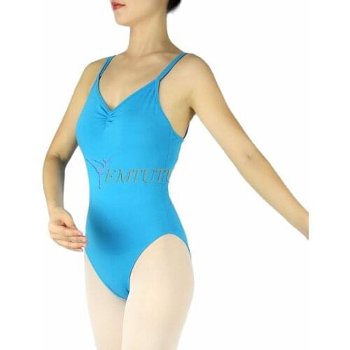 Double Straps Gymnastics Leotard for Dance Cotton Lycra Adult Ballet Leotards For Women Blue Ballet Bodysuit Dance Costume