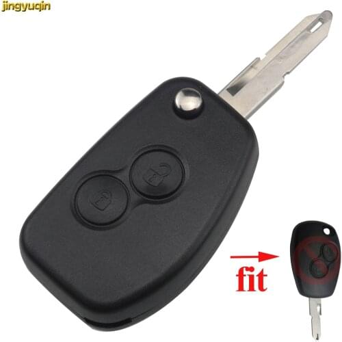 Jingyuqin 2 Buttons Remote Floding Flip Car Key Shell for Renault Duster Logan Fluence Clio FOB Styling