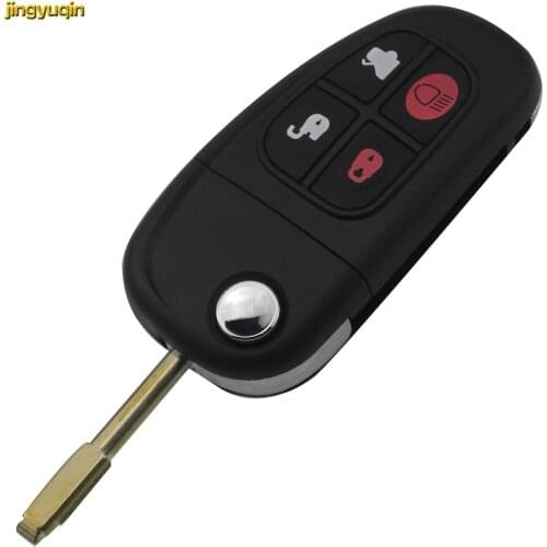 Jingyuqin Remote 4 Buttons Car Key Case Shell for Jaguar XJ8 S-type X-Type 2002-2008 Folding Flip Key Shell Car Accessories