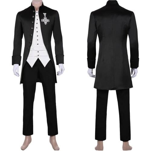 Fast Shipping Anime Papa Emeritus Inspired Cosplay Costume Suit Band Cross Brooch Adult Men Uniform Halloween Carnival Costume