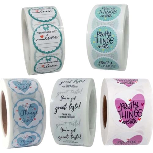 500pcs Homemade with Love Stickers Round Seal Label for Small Shop Wedding Envelope Stationery Sticker