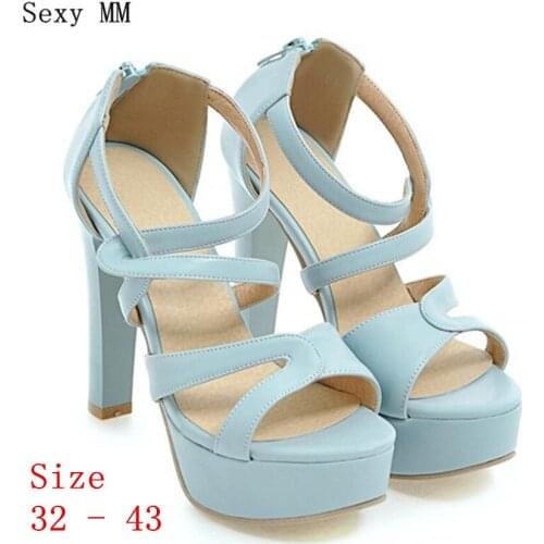 Summer Pumps Women Peep Toe High Heels Party Wedding Platform Gladiator Sandals Woman High Heel Shoes Plus Size 32 - 40 41 42 43