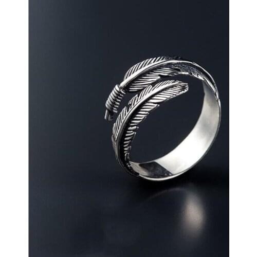 Summer Vintage Feather Rings For Women Boho Geometric Female Finger Rings Party Bohemian Jewelry Korean Gift
