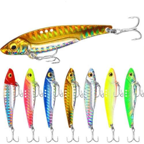 7 Colors Metal VIB 8g13g16g20g Lures Strong Vivid Vibrations Spoon Lure Fishing bait Bass Artificial Hard Bait 3D Eyes Hot Sale