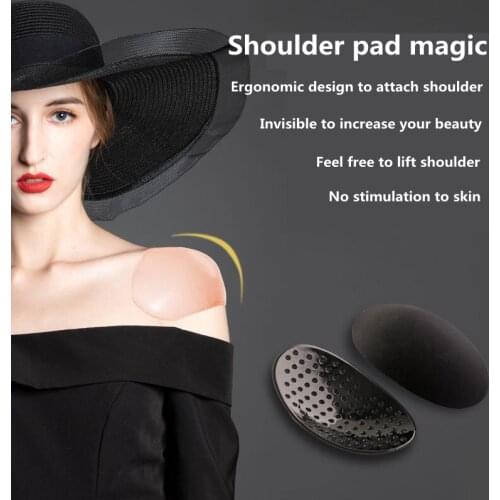 1 Pair Reusable Shoulder Pads for Womens Clothing Silicone Anti-Slip Push-Up Naturally Soft Invisible Hidden No Glue Cushions