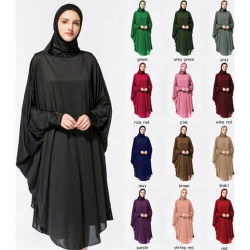 Muslim prayer clothes womens islamic black robes arabian chapel worship bat suit with hijab robes