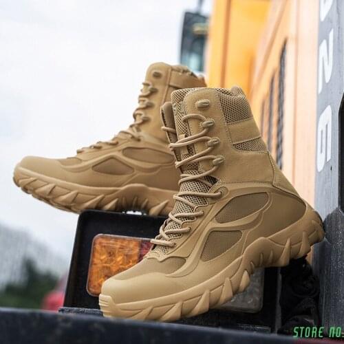 Men Military Boots Mens Working Safty Shoes Army Combat Boots High-Top Militares Tacticos Zapatos Men Shoes Boots Big Size 48
