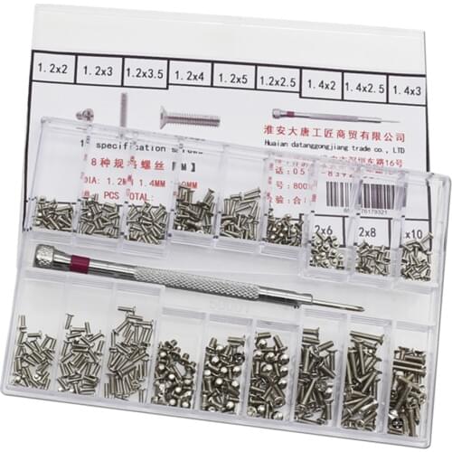 500set 18types Screw Nuts Watch Eyeglass Repair Tool DIY Crafts Making 1.2-2.0mm