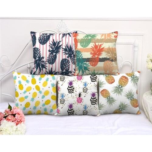 C06062 Hot New Nordic Style Pineapple Printed Pillow Cushion Cover Soft Velvet Throw Pillows for Couch Christmas Decorations