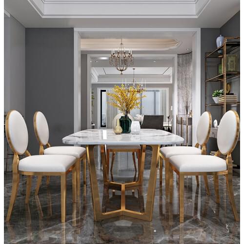 Nordic dining table and chair combination modern simple small flat rectangular dining table domestic light luxury marble dining