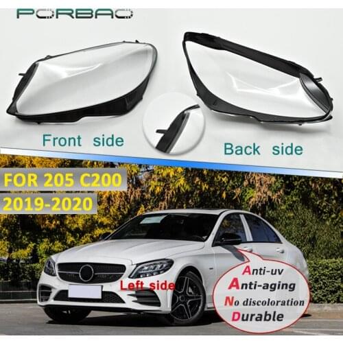Headlight Transparent Glasses Lens Cover for W205 Front Lampshade Auto Shell 2019 2020 Replacement Cover-Shell