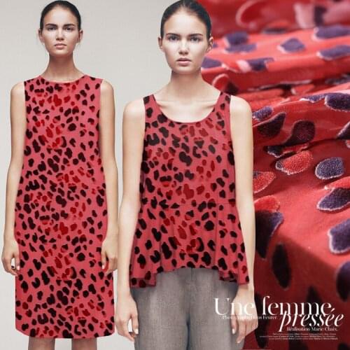Printed burnout Silk Velvet Fabric for silk velour dress plant