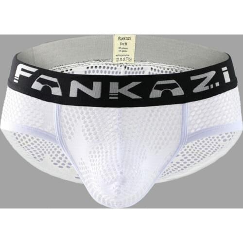 Sexy Gay Underwear Men Briefs Shorts Transparent Mesh Panties Man Breathable U Convex Pouch Underpants Cueca masculina S-XL