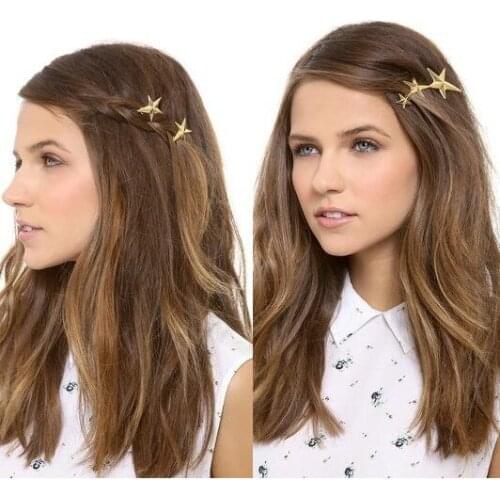 Ta011 European jewelry Gothic punk five-pointed star hairpin One word side clip Womens jewelry accessories