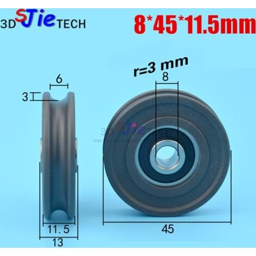 1pcs 8*45*11.5mm U type pulley Low noise high loading U Groove sliding door roller wheel with 628RS nonstandard bearing